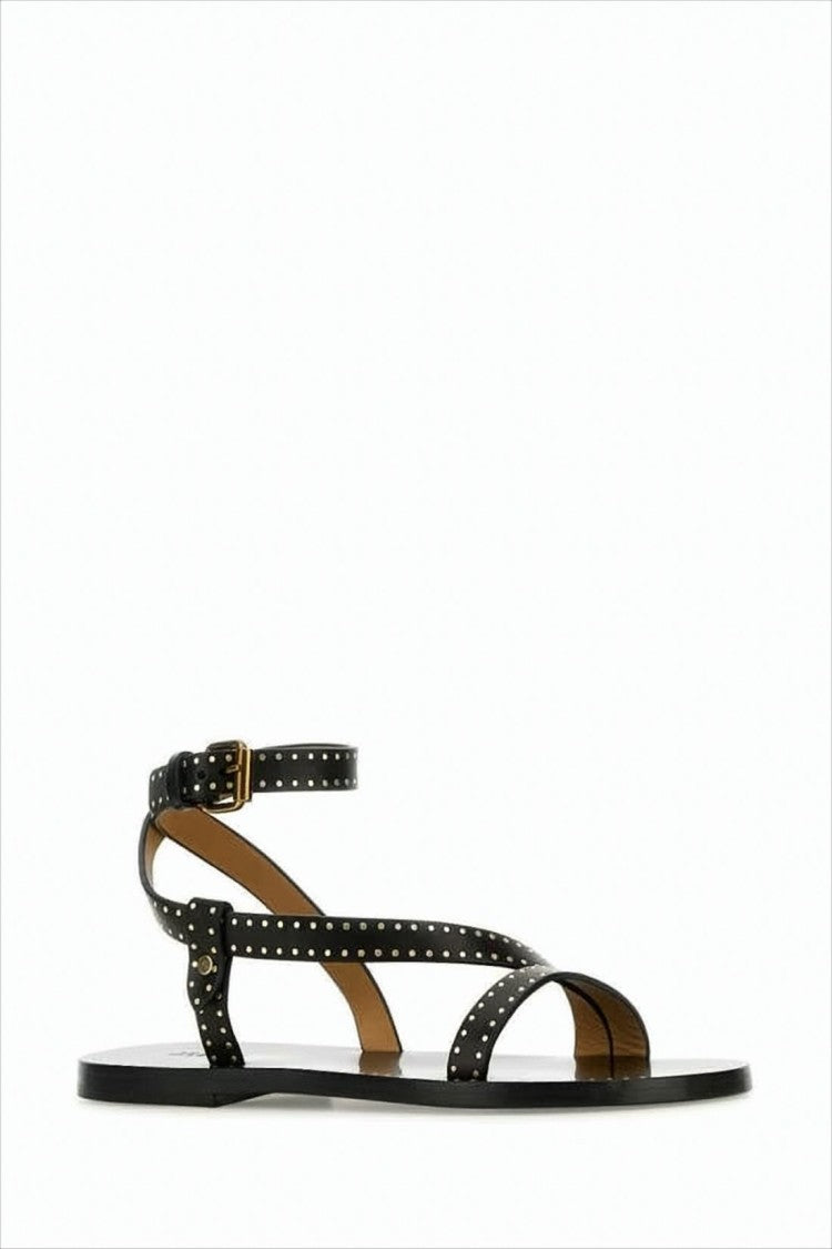 Isabel Marant Black Leather Sandals With Metallic Studs