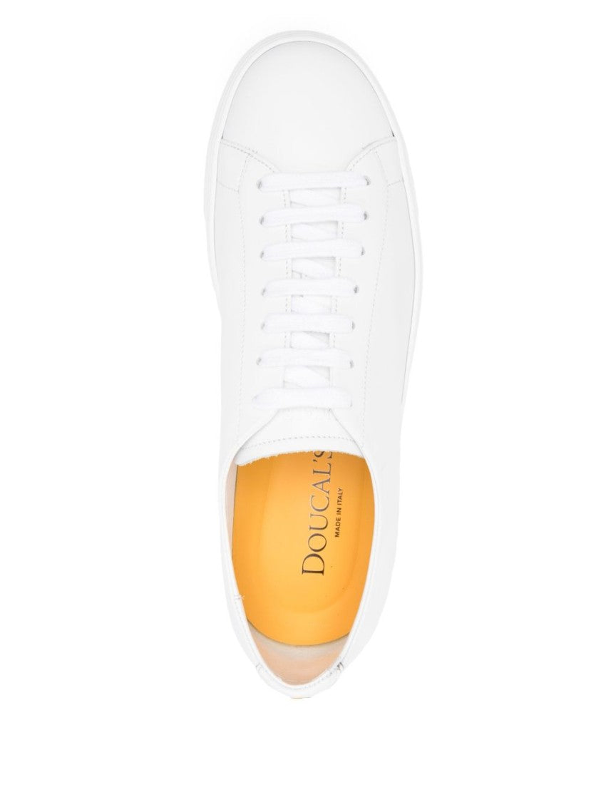 Doucal's White Leather Sneakers With Cushioned Insole