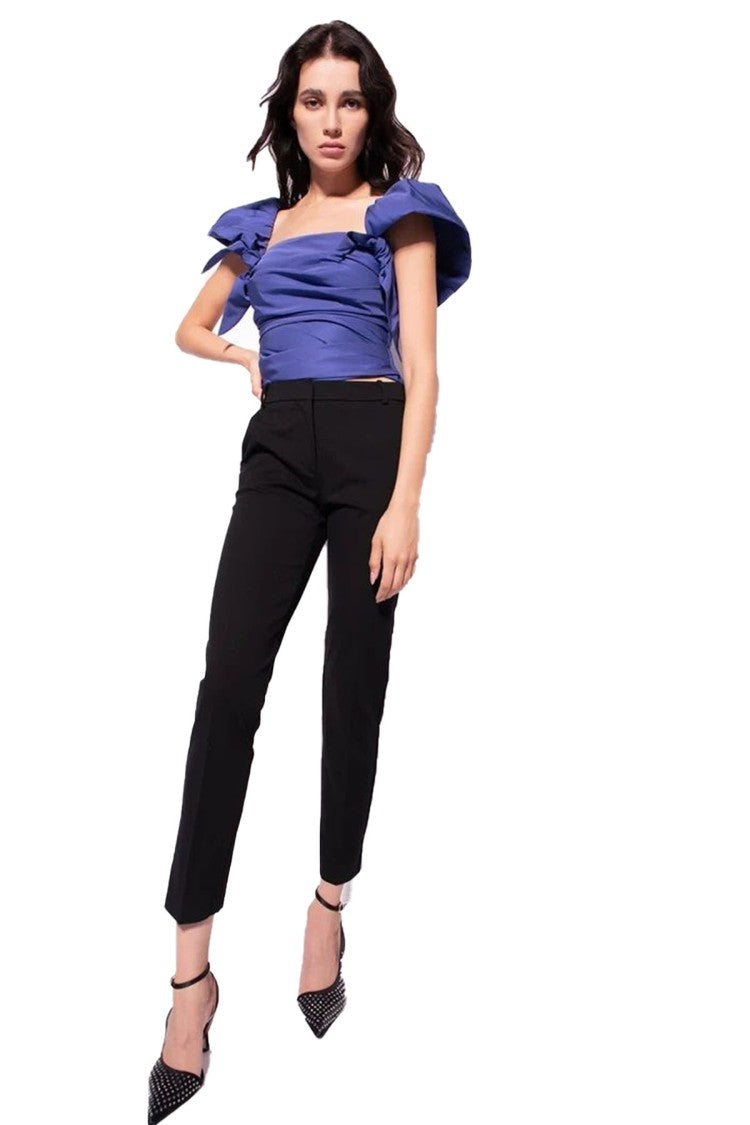 Pinko Cropped Black Trousers Tailored Fit Minimalist