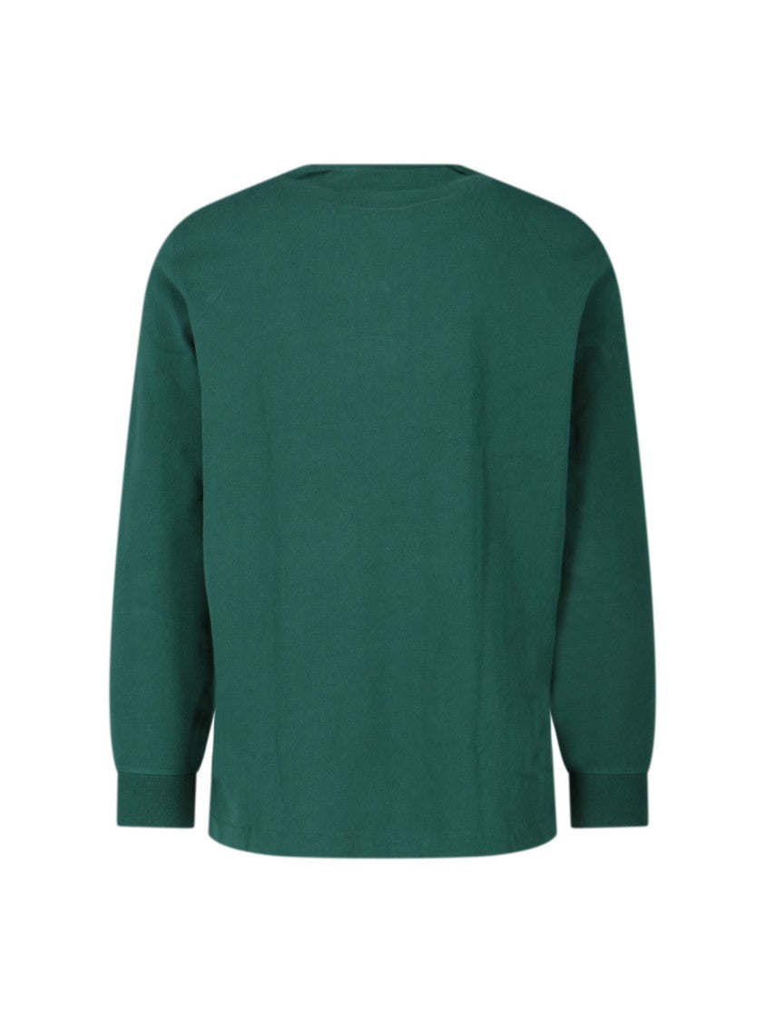 Polo Ralph Lauren Green Cotton Rugby Shirt With Classic Contrast Collar