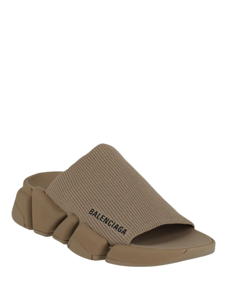 Balenciaga Recycled Knit Slides With Contrasting Graphic Logo