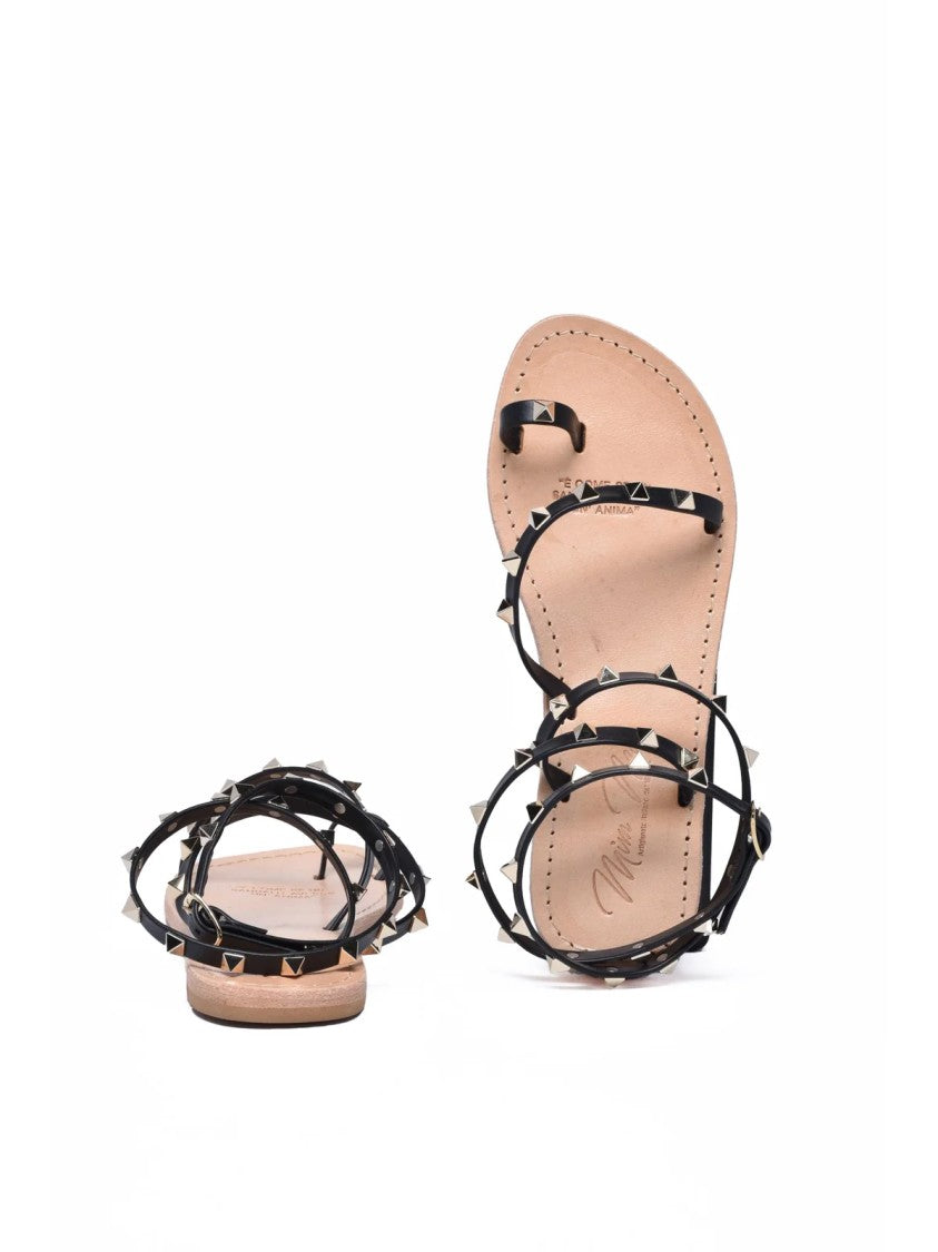Mim Mar Black Studded Strap Sandals