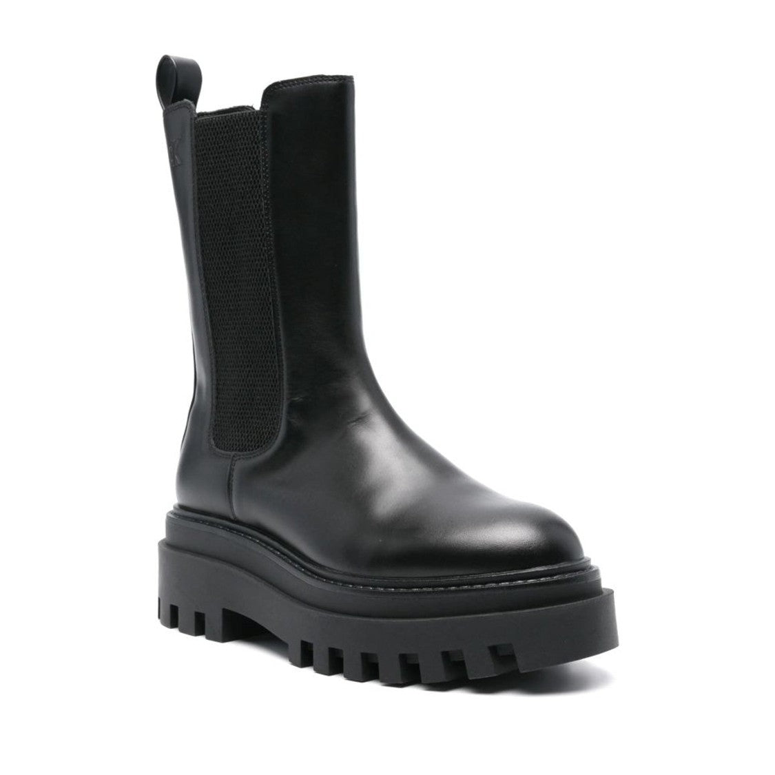 Calvin Klein Jeans Black Leather Chunky Rubber Sole Chelsea Ankle Boots