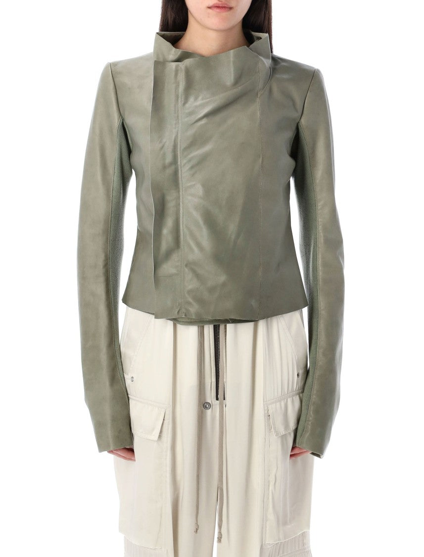 Rick Owens Celadon Low Neck Biker Jacket