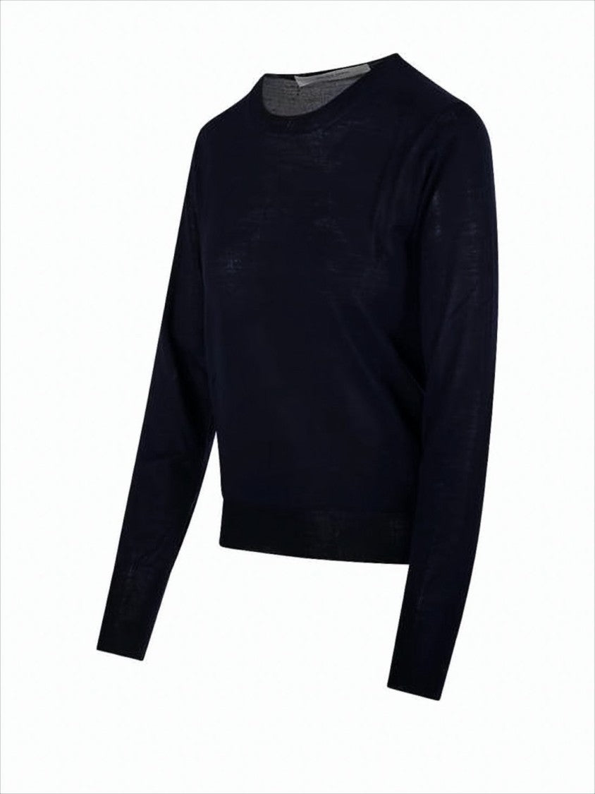 Golden Goose Minimalist Black Wool Sweater With Patch Detail
