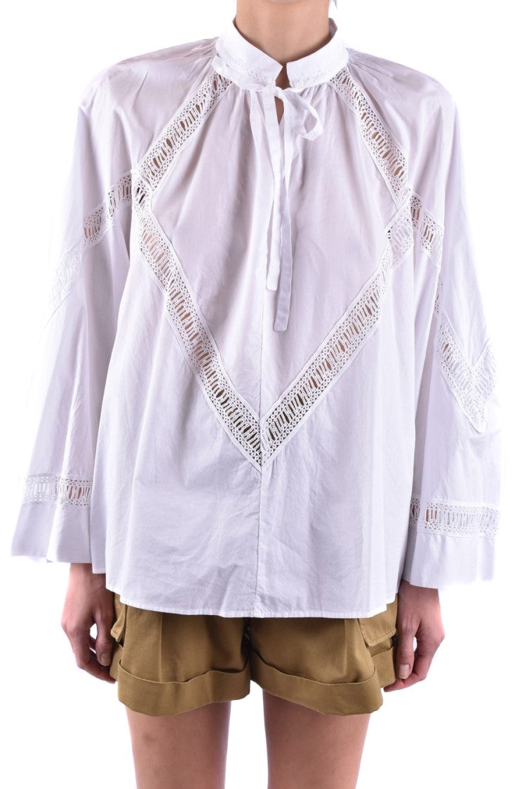 Dondup White Cotton Long-Sleeved Top