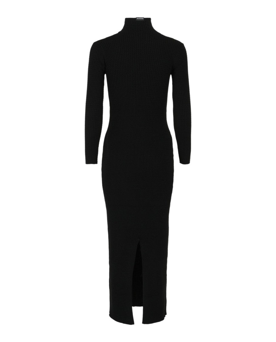 Balenciaga Bodycon Fitted Dress With Turtleneck And Back Vent
