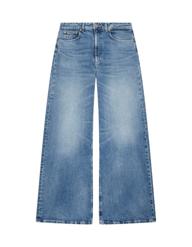 Dondup Wide-Leg Vintage Wash Jeans In Recycled Stretch Denim