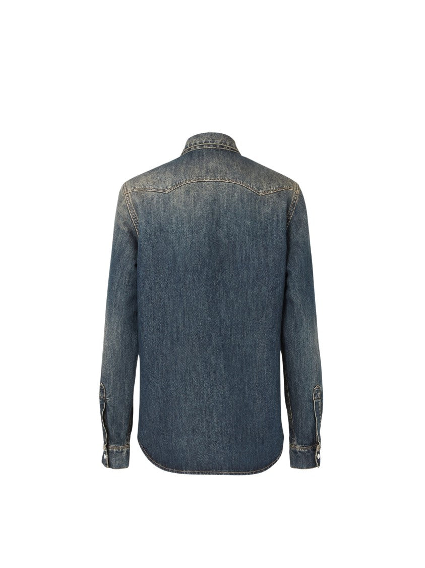 Fendi Blue Bananatex Denim Western Shirt