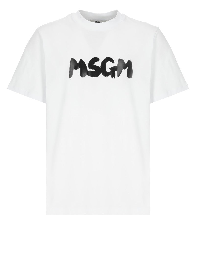 Msgm White Cotton T-Shirt