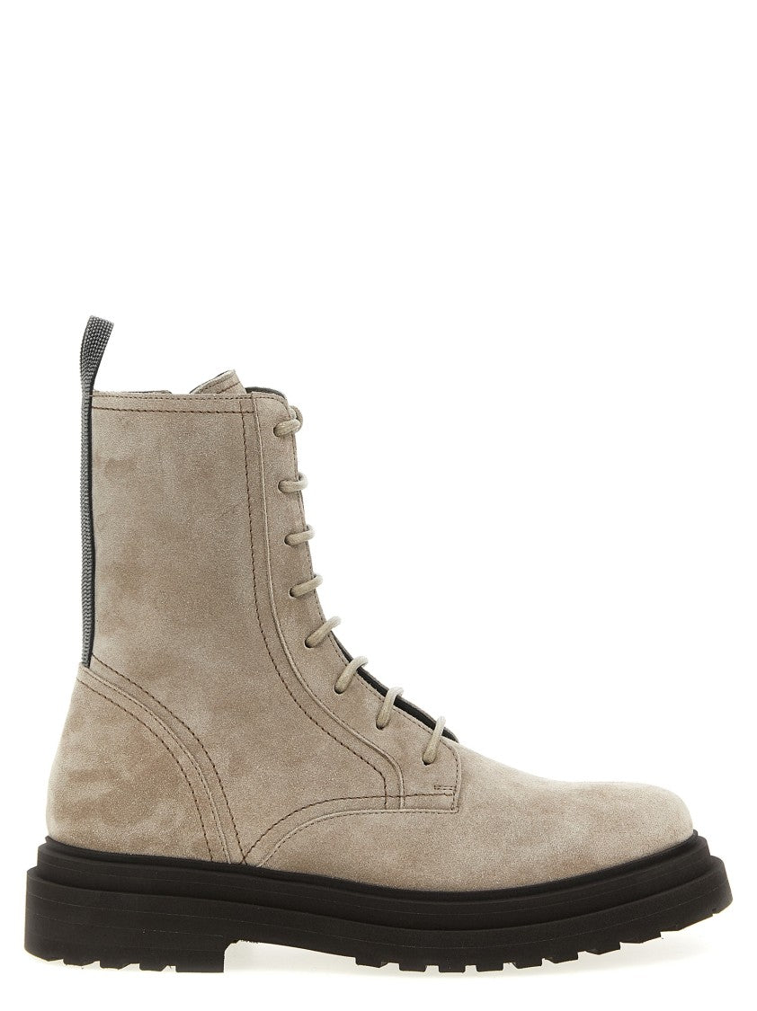 Brunello Cucinelli Suede Combat Boots Monile