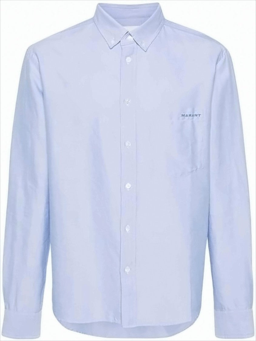 Isabel Marant Long Sleeve Blue Cotton Button-Up Shirt