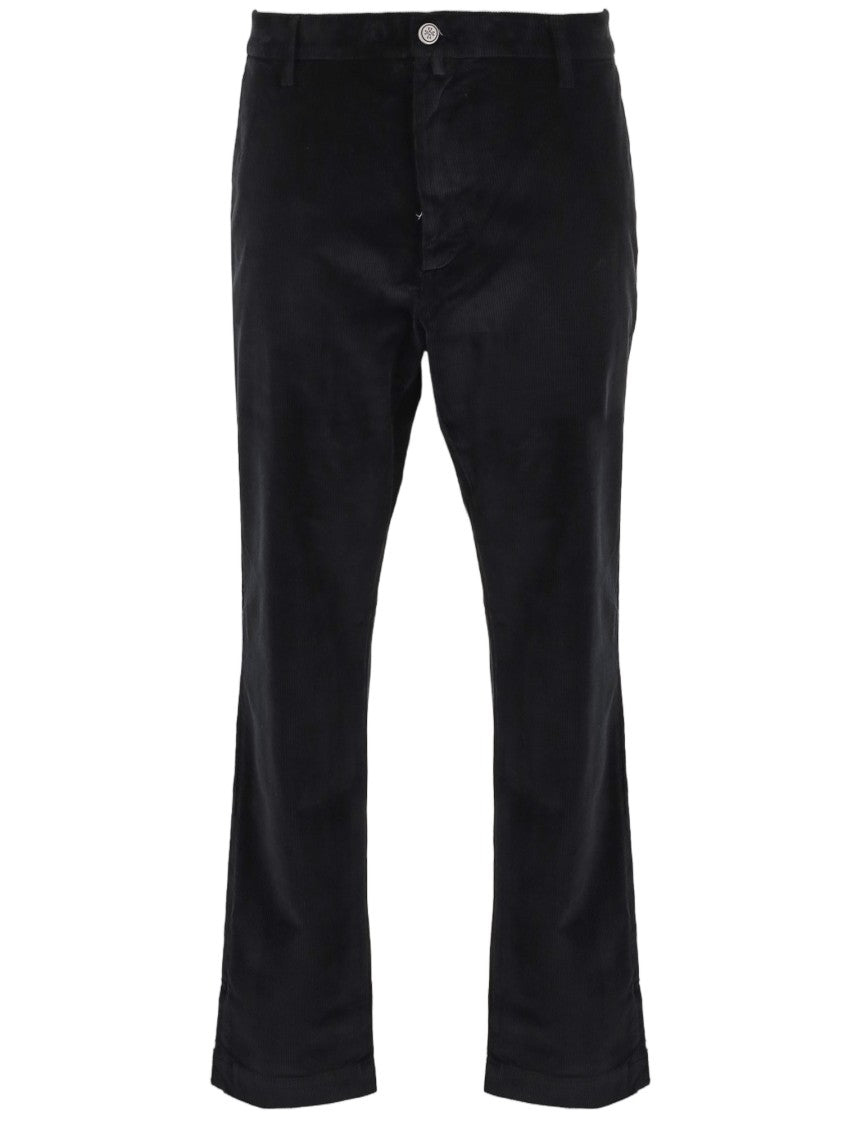 Jacob Cohen Black Stretch Cotton Velvet Ribbed Pants