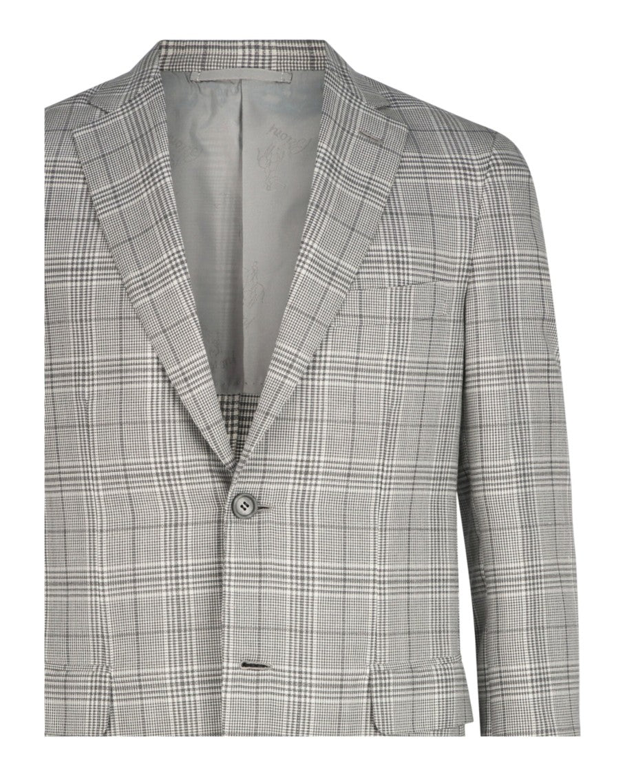 Brioni Houndstooth Single-Breasted Blazer With Notched Lapels