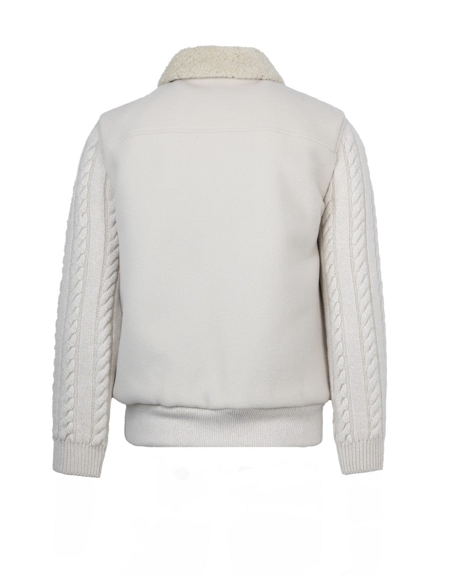 Eleventy Jacket With Knit Inserts - Beige
