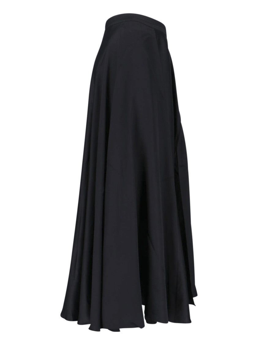 Anine Bing "Christina" Midi Skirt In Black Silk Blend