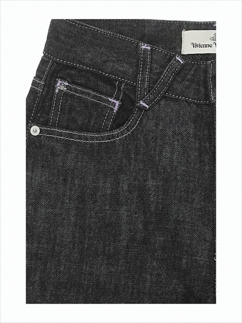 Vivienne Westwood Slim-Fit Denim Pants With Five-Pocket Design And Embroidered Accents