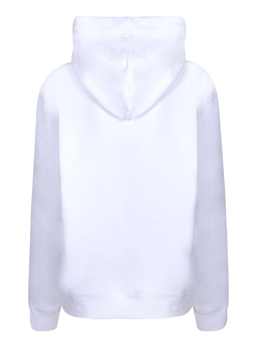Dsquared2 Logo Print White Sweatshirt With Drawstring Hood