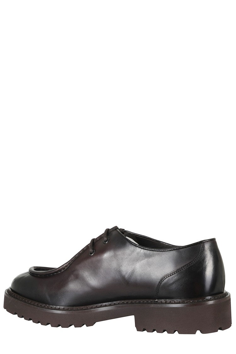 Doucal's Dark Brown Parabout Smooth Leather Lace-Up Derby Shoes