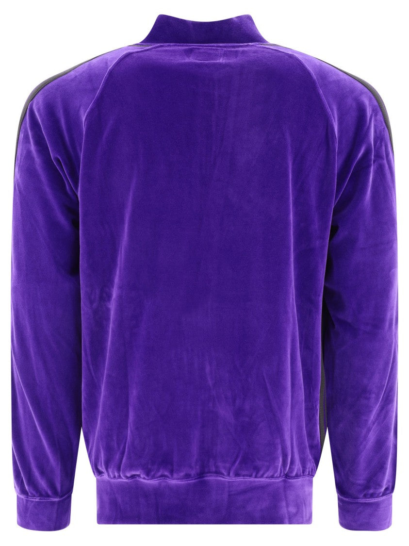 Needles Purple Velvet Sweatshirt With Zip Front