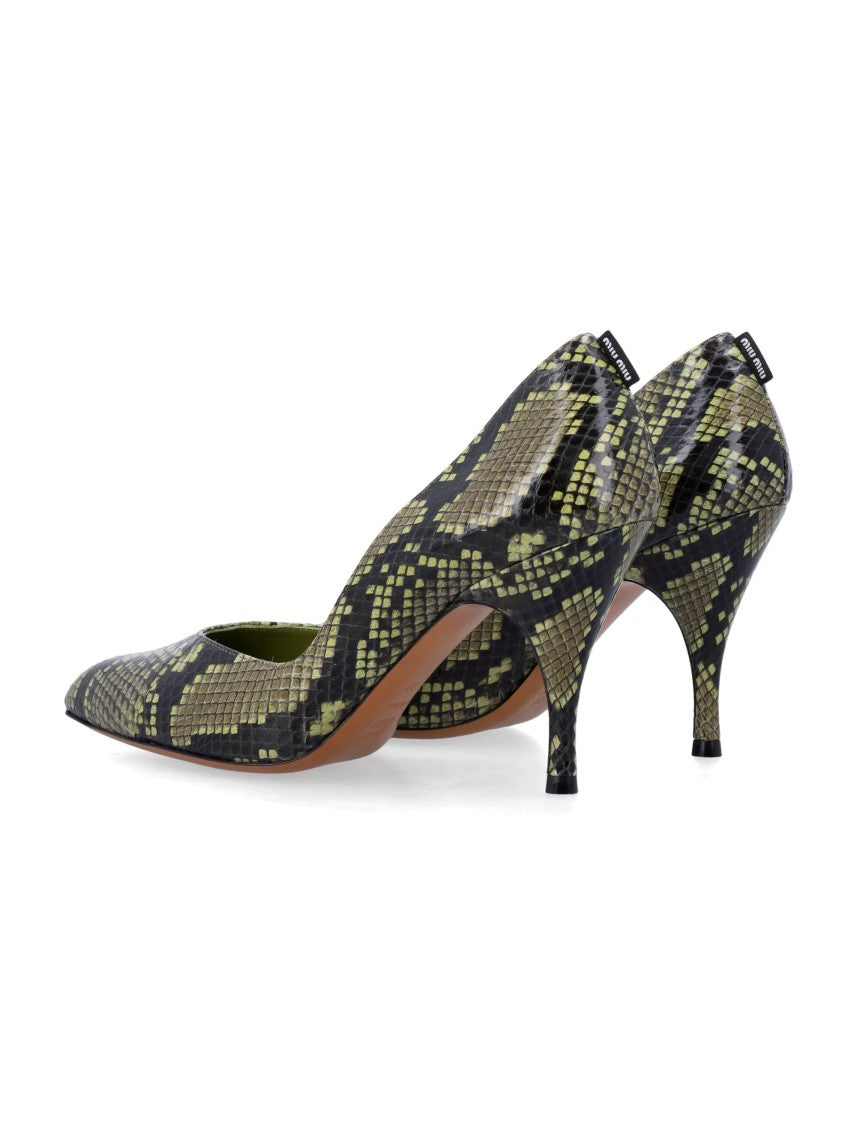 Miu Miu Python-Print Ayers Leather Pumps