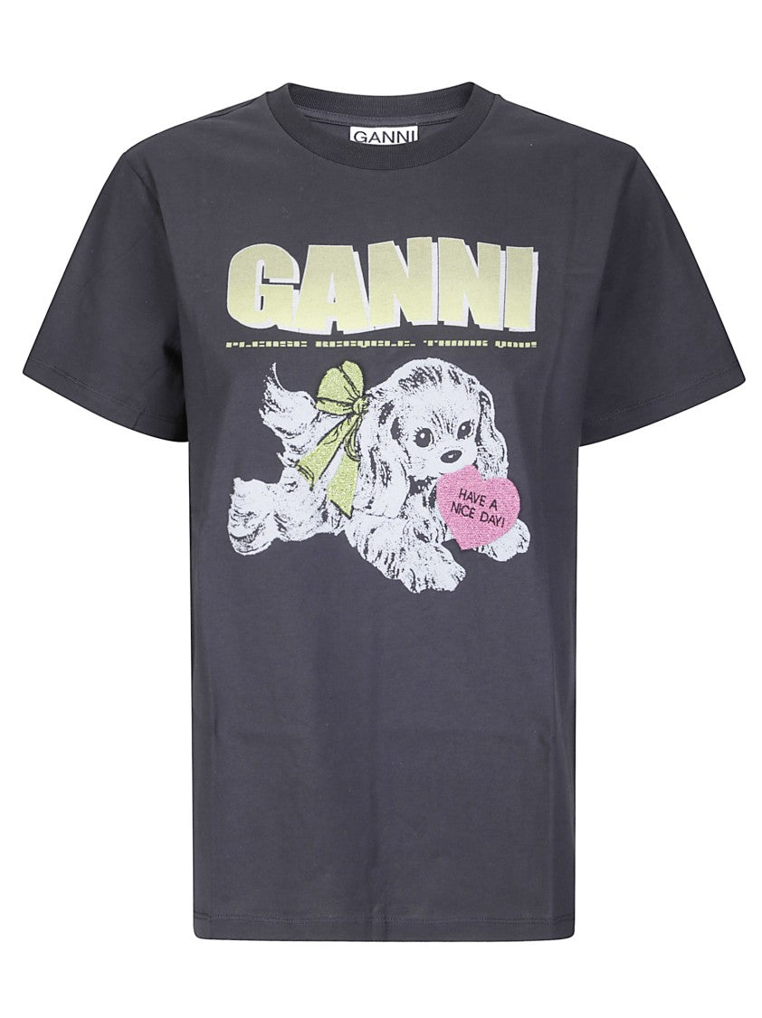 Ganni Relaxed-Fit Graphic Print T-Shirt