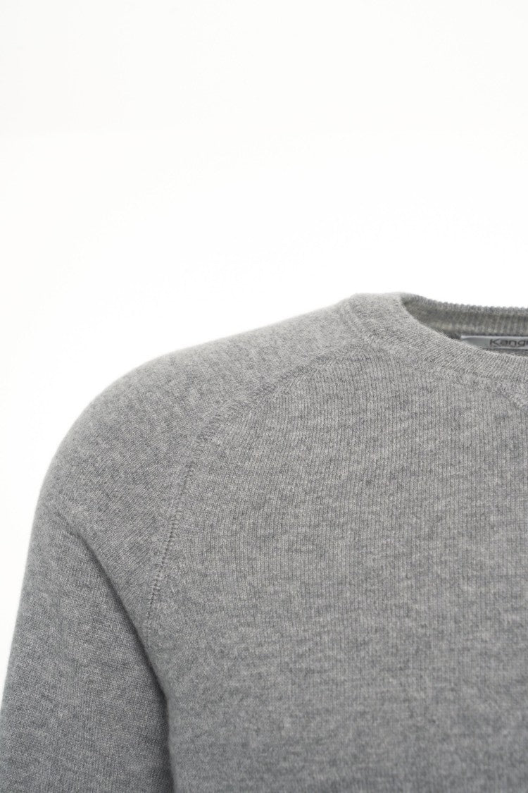 Kangra Cashmere Crew Neck Sweater With Ribbed Detailing