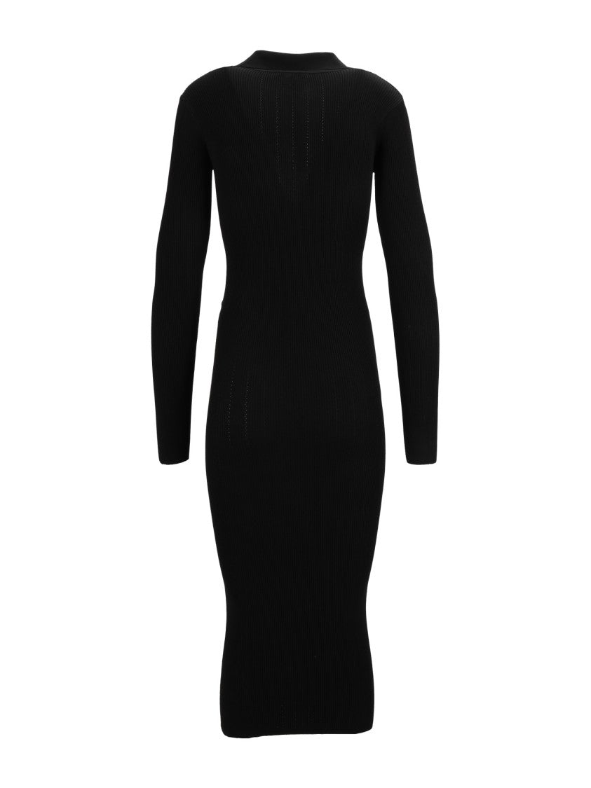 Elisabetta Franchi V-Neck Black Knit Midi Dress