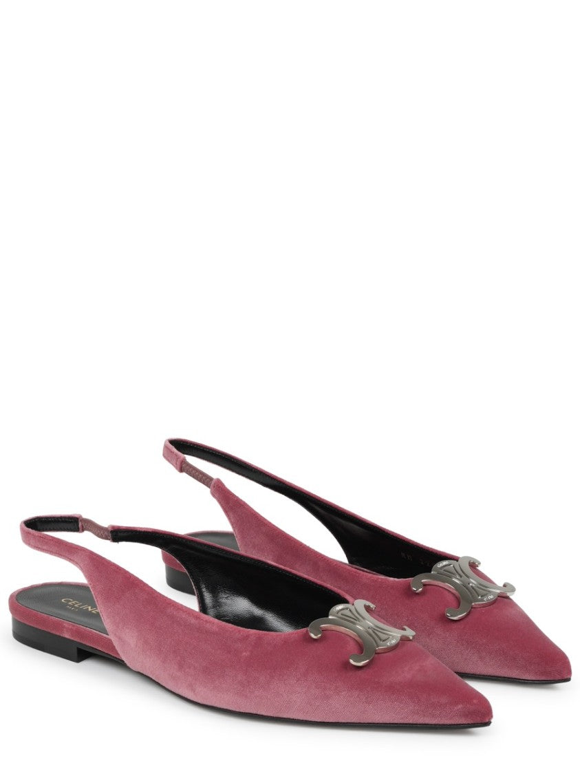 Celine Burgundy Alma Triomphe Velvet Flats