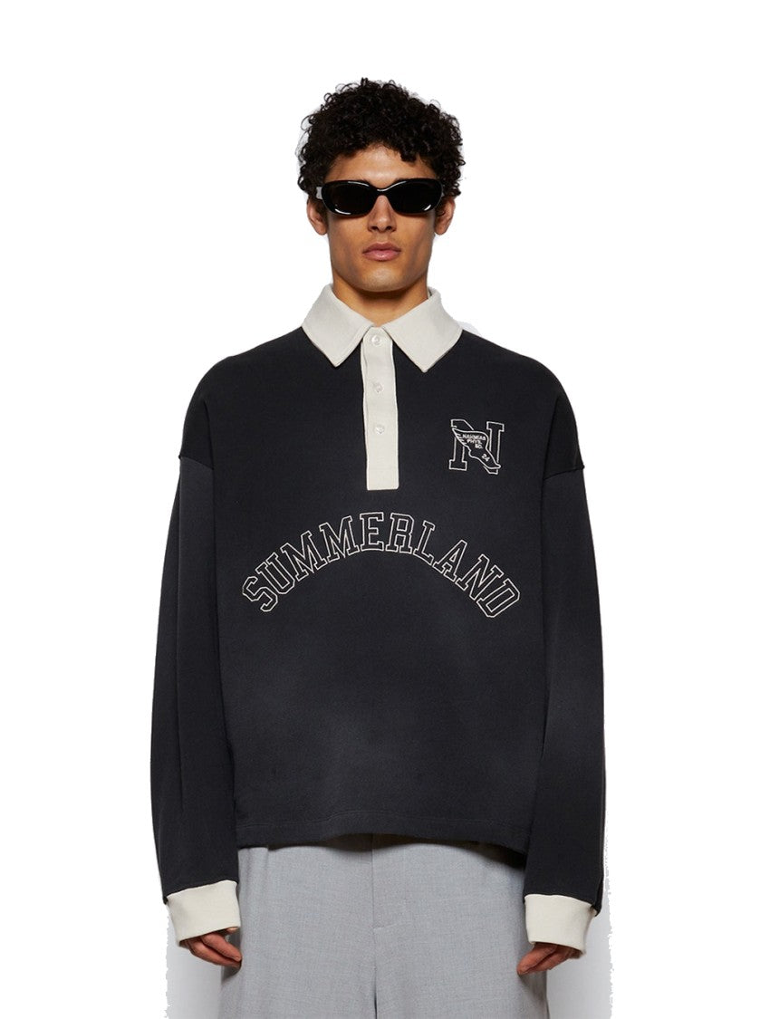 Nahmias N Long Sleeve Polo Shirt Black