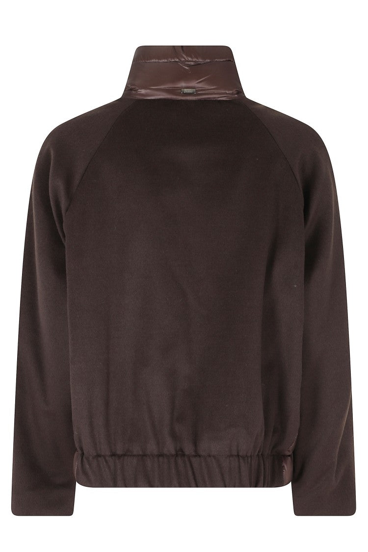 Herno Dark Brown High Neck Drawstring Double-Slider Zip Polyester Down Jacket