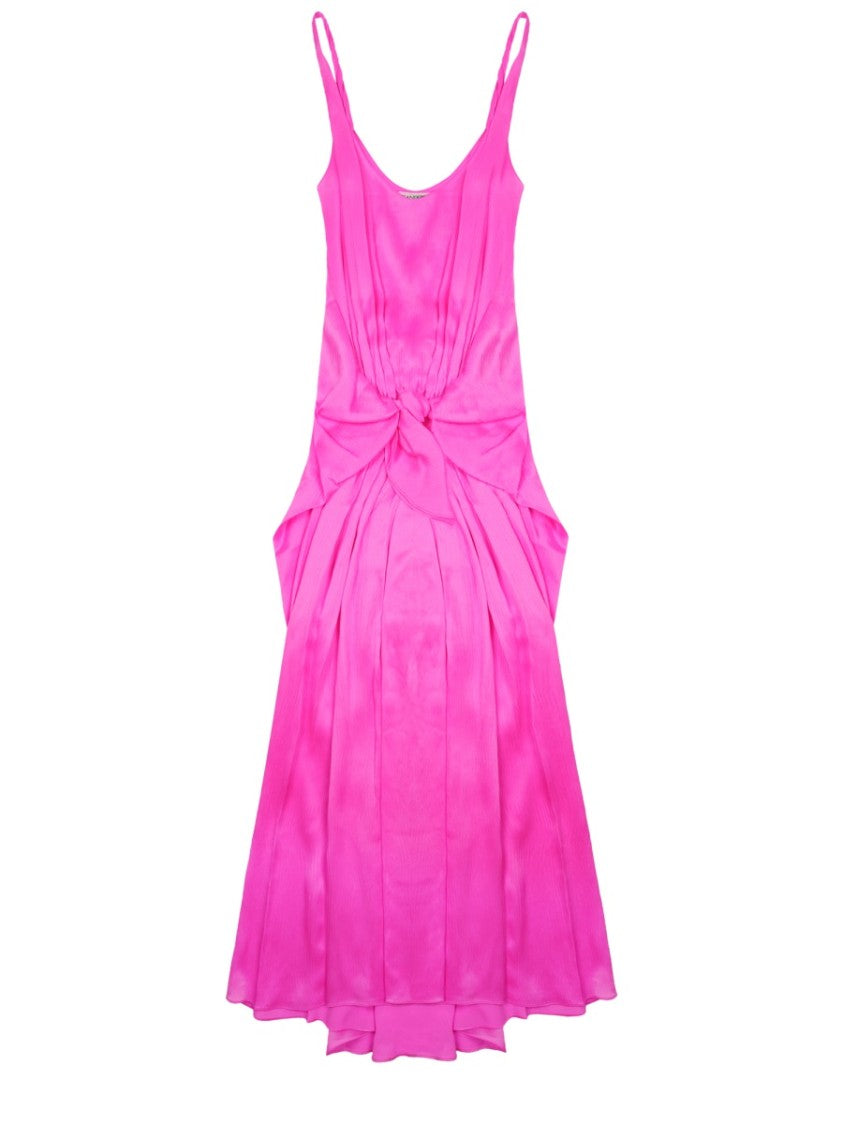 J. W. Anderson Vibrant Pink Silk Dress With Waist Knot Detail