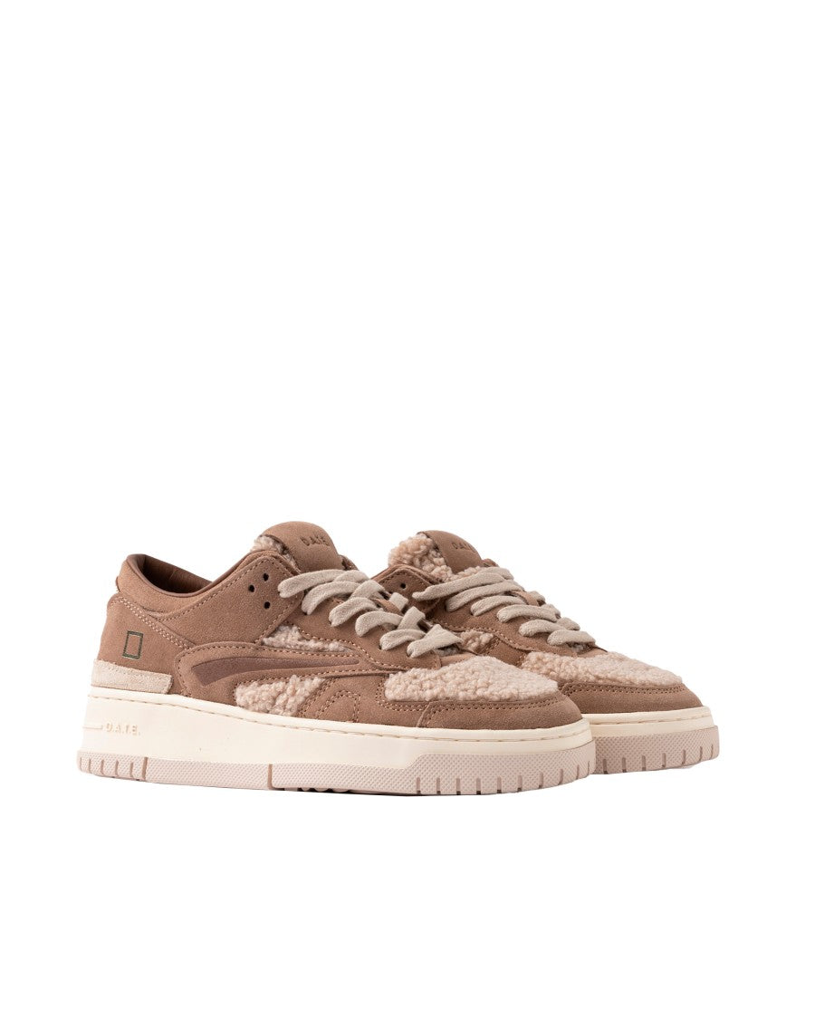 D.A.T.E Beige Teddy Torneo Sneakers