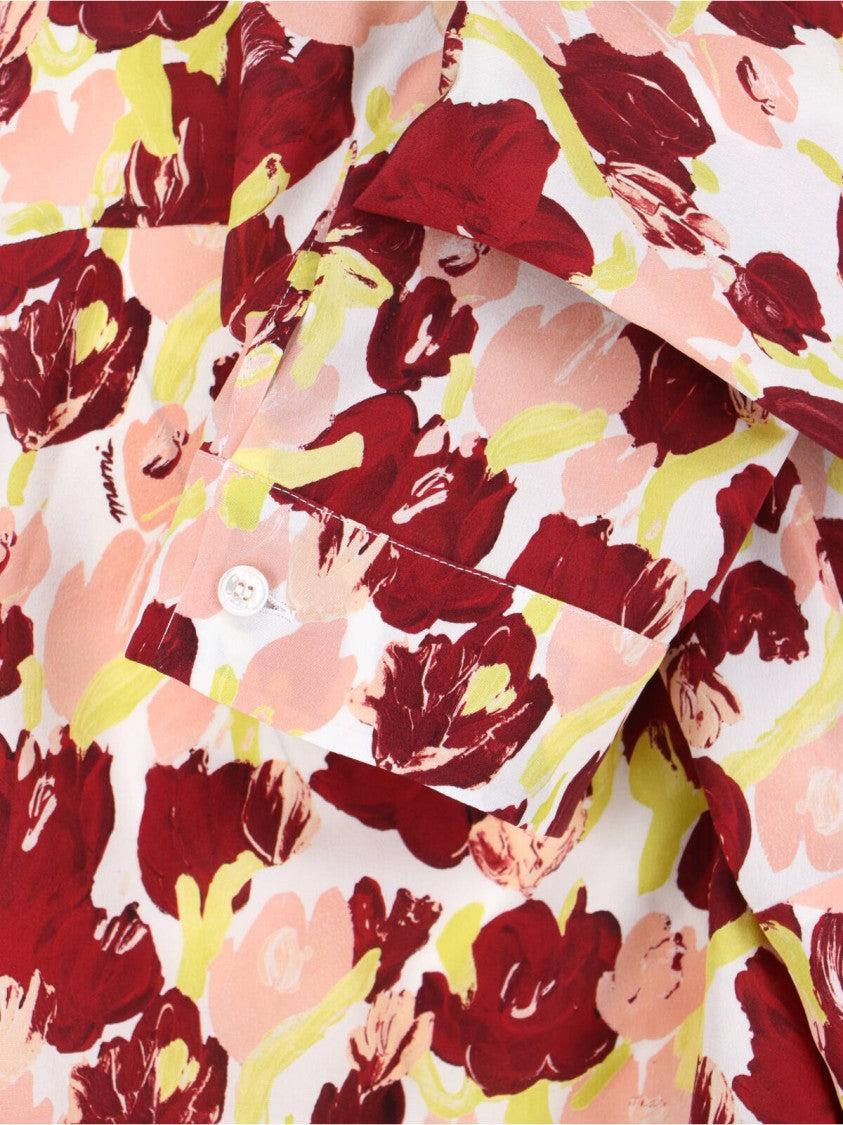 Marni Multicolor Floral Pattern Silk Shirt