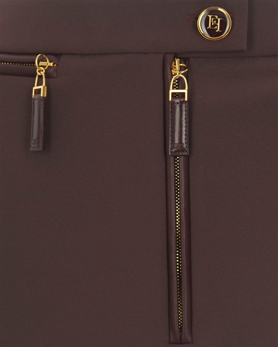 Elisabetta Franchi Double Crepe Skirt With Zip In Burgundy