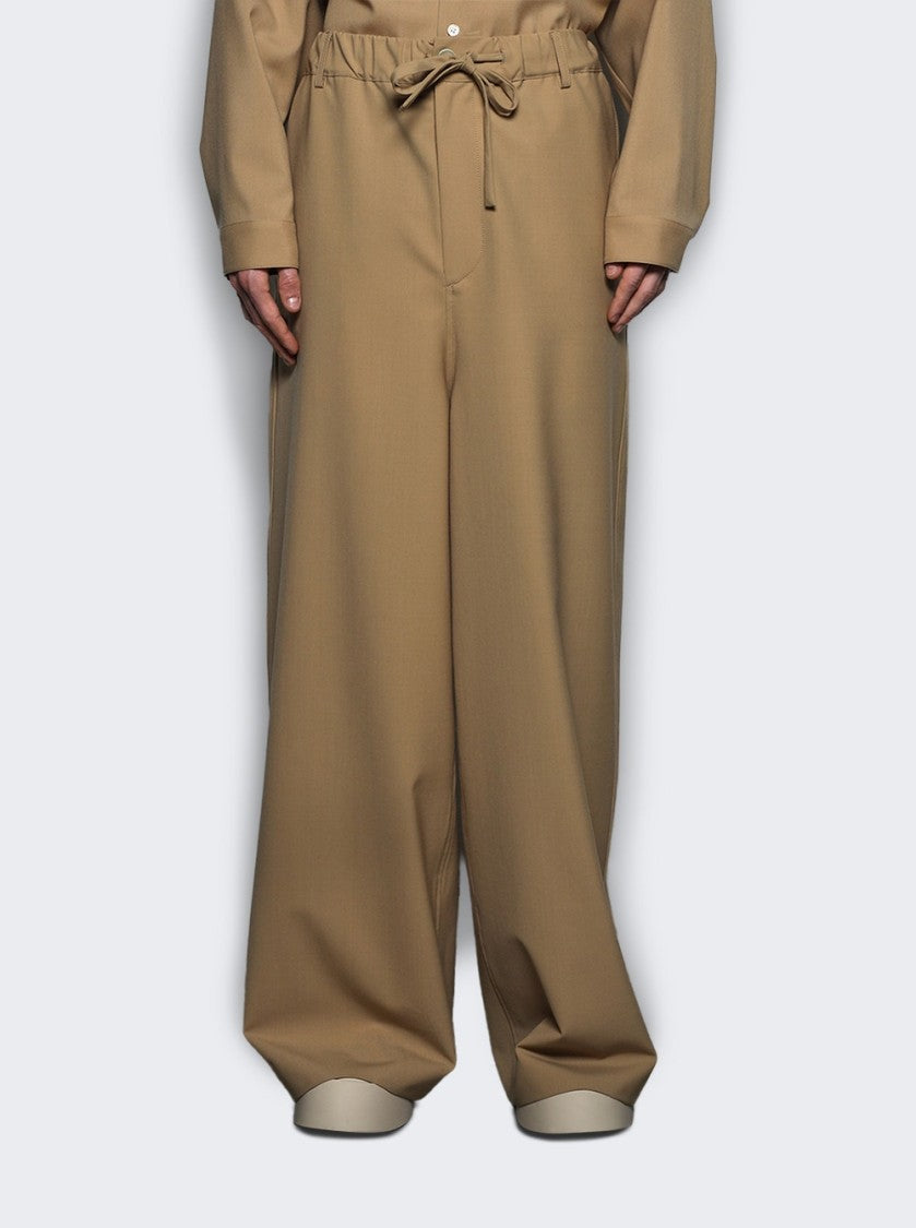 Marni Relaxed-Fit Beige Trousers With Drawstring Waist