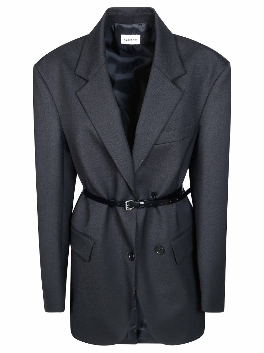 Parosh Sallia Belted Double-Breasted Bi-Stretch Blazer