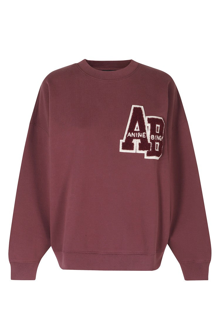 Anine Bing Dark Miles Letterman Oversized Brushed Cotton Sweatshirt