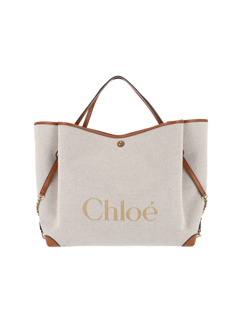 Chloé Canvas Tote Bag With Leather Trim