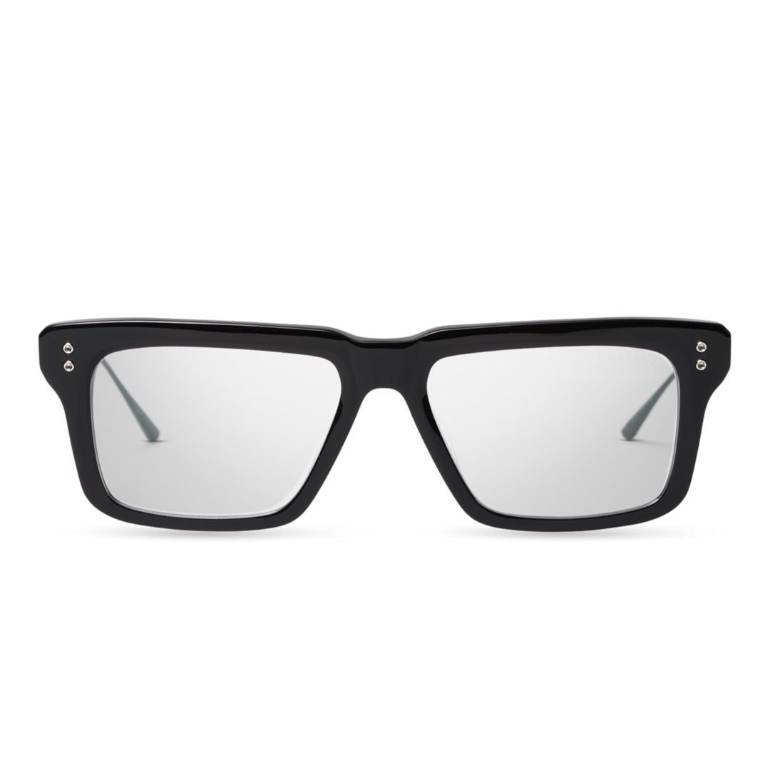 Dita Lataro Rectangular Black Sunglasses With Silver Rivet Accents