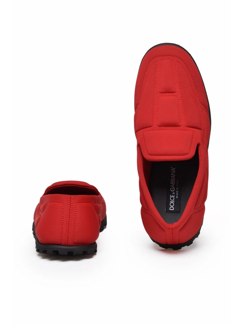 Dolce & Gabbana Red Neoprene Rubber Sole Loafers