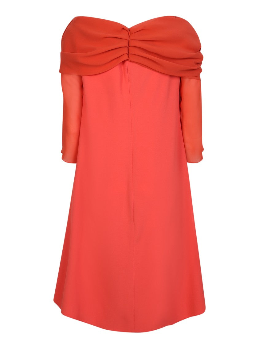 Chantal Lenoir Draped Orange Dress With Boat Neckline