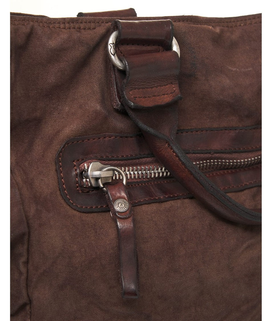 Campomaggi Brown Canvas And Leather Business Bag