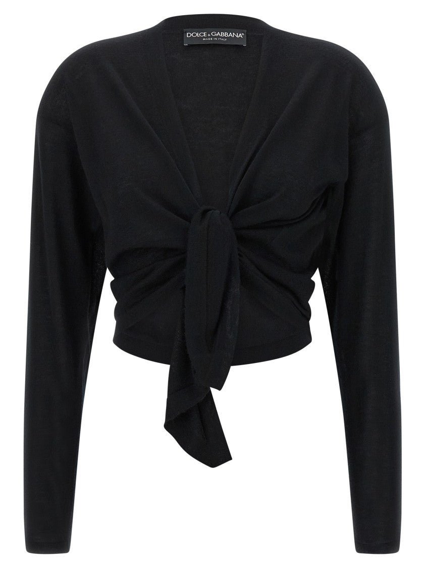 Dolce & Gabbana Asymmetric Black Cashmere Cardigan With Long Sleeves