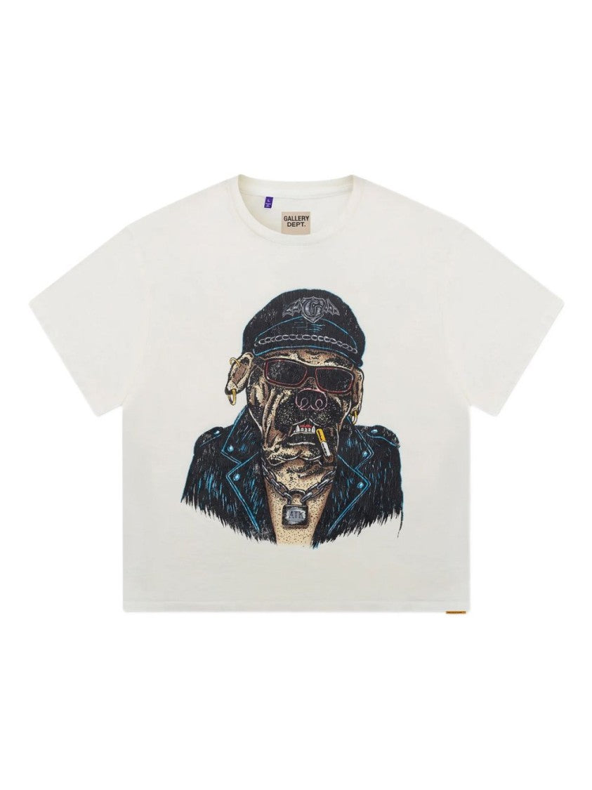 Gallery Dept. White Relaxed-Fit T-Shirt With Vintage Biker Graphic