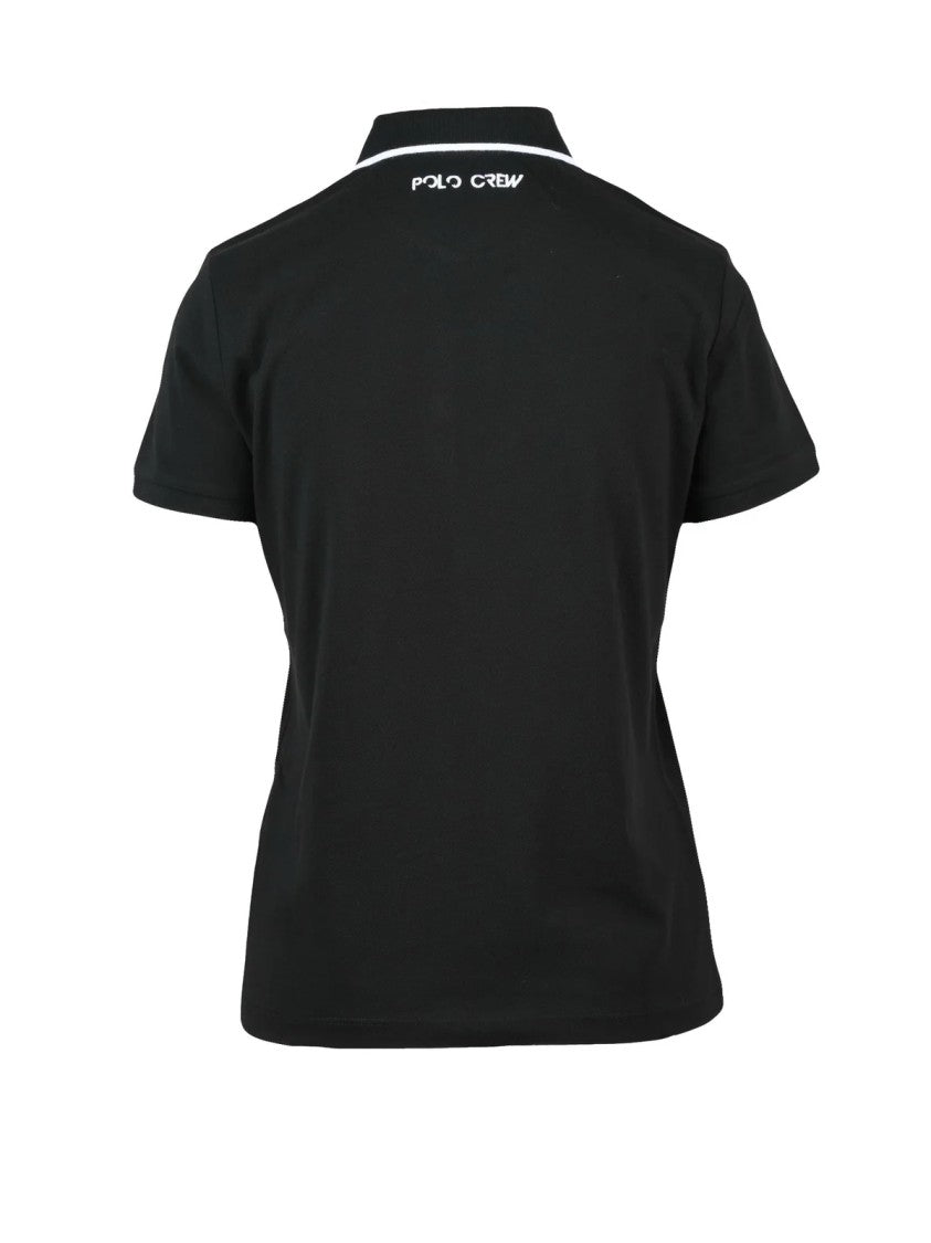 La Martina Black Embroidered Cotton Polo Shirt