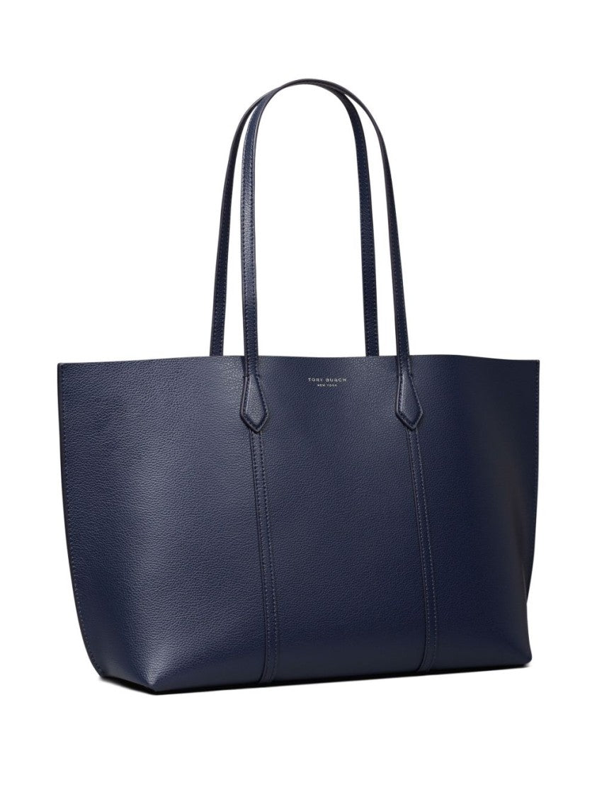 Tory Burch Structured Blue Cow Leather Tote Bag