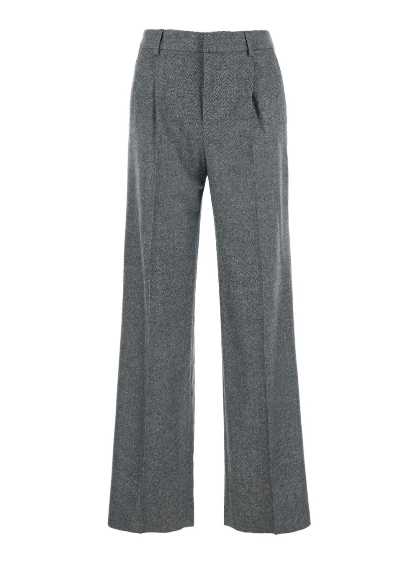 Pt Torino Tailored Wide-Leg Trousers With Herringbone Pattern