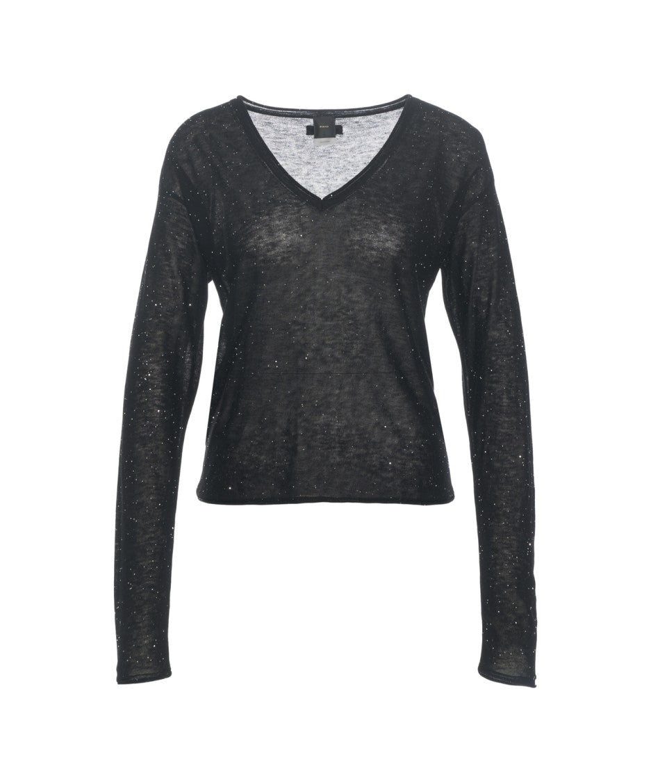 Pinko 'Solomone' Glitter-Trimmed Sweater