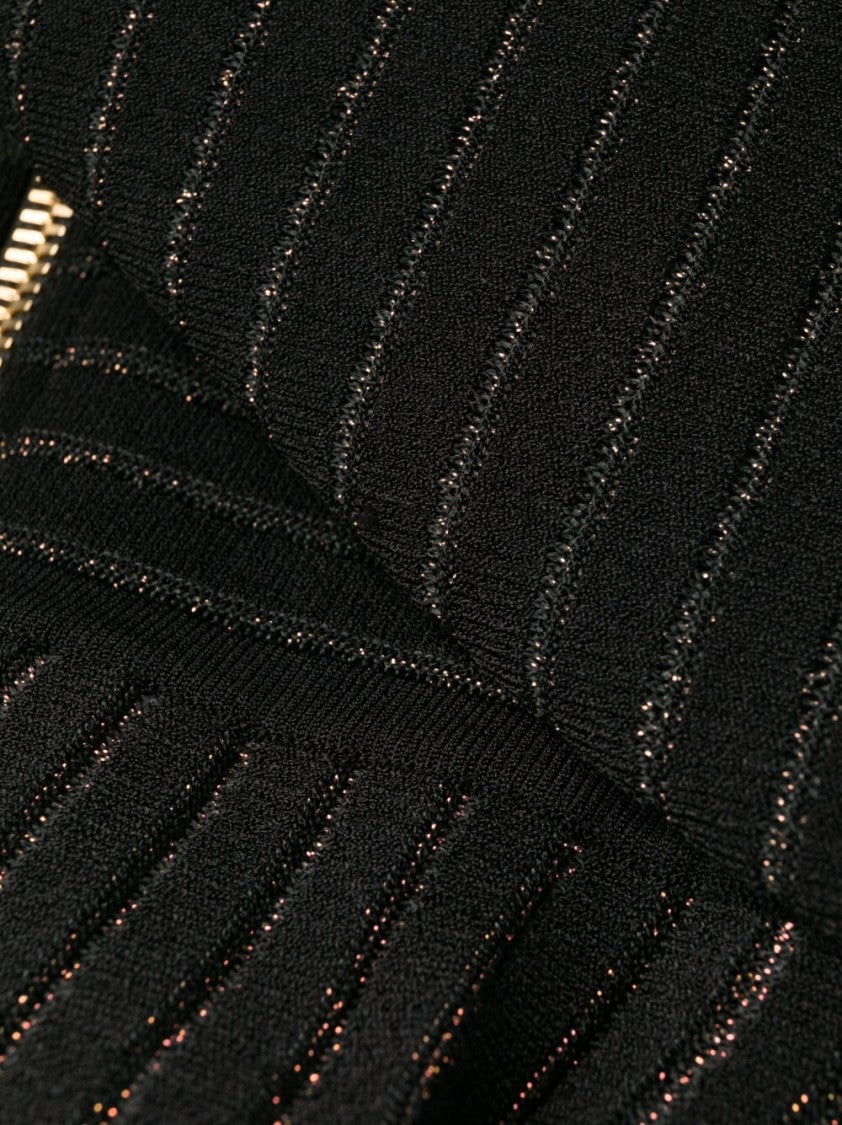 Balmain Ribbed V-Neck Mini Dress